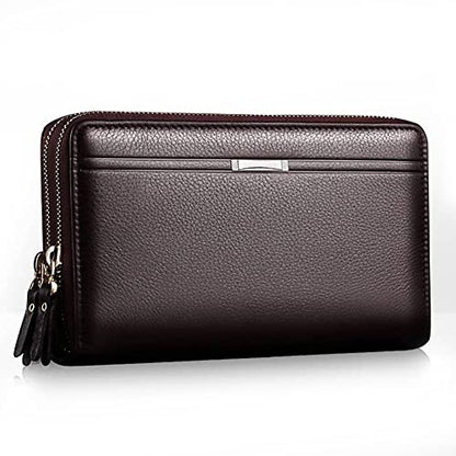Mens Wallet Long Purse Leather Clutch Large Business Handbag Phone Card Holder Case Gift for Men Father Son Husband Boyfriend - color: Brown