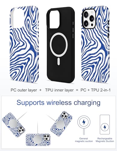 Jusy Magnetic Zebra Phone Case for iPhone 17 Pro Max,Blue | Compatible with MagSafe, Cute Aesthetic Zebra Design, TPU and PC Protective Shockproof Cover - color: Blue