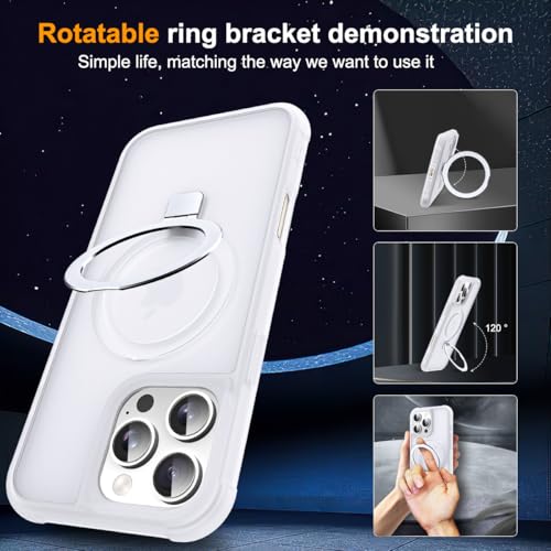 SKYLMW Compatible with iPhone 16 Pro Max Case with Stand,Translucent | iPhone 16 Pro Max Phone Case 6.9",Magnetic Ring Stand,Compatible with MagSafe,Military-Grade Protection,Great Grip Feeling - color: Translucent, size: Iphone 16 Pro Max