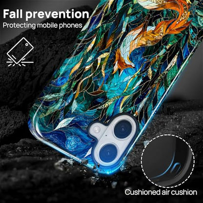 Case Compatible with iPhone 17, Cute Dual Layer Hybrid Phone Cover, Military Grade Drop Protection, Aesthetic Shockproof Phone Case for Women Girls, Woodland Fox Stained Glass - color: Woodland Fox Stained Glass, size: Iphone 17