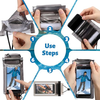 Shinylin 200 Pcs Universal Waterproof Phone Pouch Bulk Waterproof Cellphone Case Underwater Snorkeling Dry Bag Case Lanyard Clear Phone Protector for Beach Swimming Floating, 6.69 x 3.15 Inch