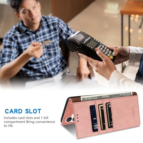ZZXX for Samsung Galaxy S25 FE Wallet Case with [RFID Blocking] Card Slot Stand Strong Magnetic PU Leather Flip Fold Protective Phone Case for Samsung Galaxy S25 FE Case Wallet(Rose Gold-6.7 inch) - color: Rose Gold