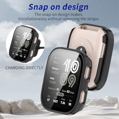 2 Pack for Amazfit Bip 6 Screen Protector Case - color: Black+Black