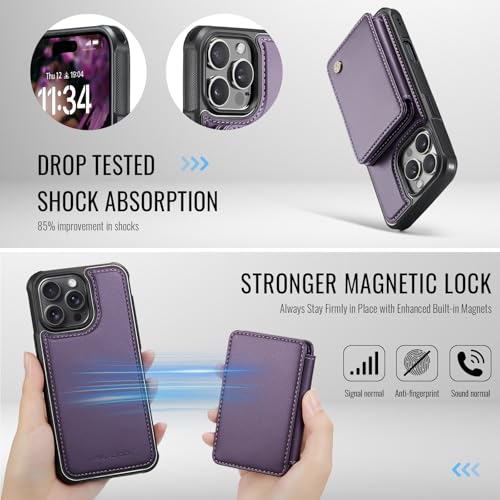 Wallet Case for iPhone 16 Pro Max Compatible with MagSafe for Men Women, Detachable Magnetic Wallet Phone Case with Card Slot Holder RFID Blocking for iPhone 16 Pro Max 6.9 inch (Purple) - color: Purple