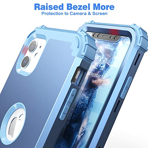 IDweel for iPhone 11 Case with Screen Protector(Tempered Glass), Hybrid 3 in 1 Shockproof Slim Fit Heavy Duty Protection Hard PC Cover Soft Silicone Bumper Full Body Case,Peace Blue/Peace Blue - color: Peace Blue/Peace Blue
