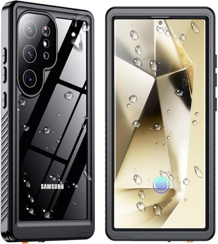 SPIDERCASE for Samsung Galaxy S24 Ultra Case Waterproof, Black/Clear | Built-in Lens & Screen Protector, Full Heavy Duty Protection, 12FT Military Shockproof, Dustproof, Anti-Scratched Case - color: Black/Clear, size: Galaxy S24 Ultra 6.8"