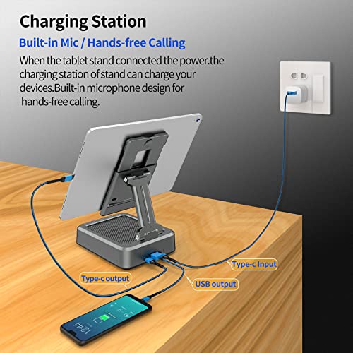 Jteman Wireless Bluetooth Speaker Tablet Stand, Adjustable with Bluetooth Speakers,Gifts for Women Men,Kitchen Gadget for Men,Compatible with Phones and Tablet (4.0-12.9'') - Graphite - color: Graphite