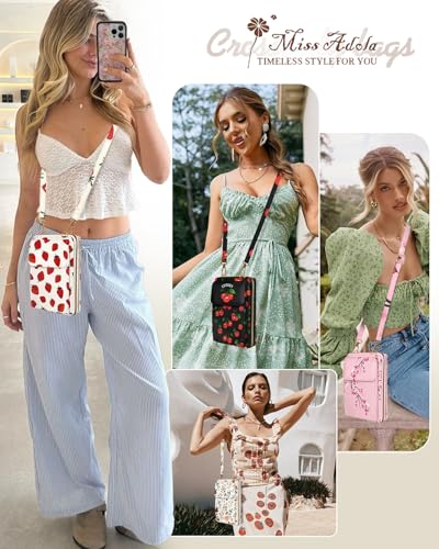 Leather Cell Phone Purse Crossbody Bag for Women | Adjustable Shoulder Strap, Card Slots, Secure Wallet Interior, Cute Pattern Styles, Small Carry for Travel and Daily Use - color: Flower