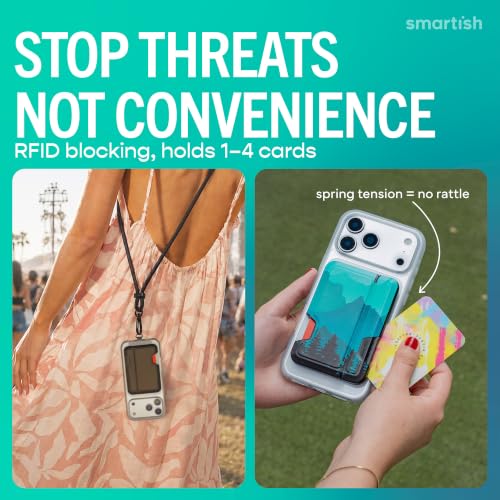 Smartish MagSafe Wallet, Side Hustle Vault, RFID Card Holder, Mountains | Magnetic Credit Card Holder, Holds 4 Cards, RFID Blocking Sleeve, Slim Metal Cell Phone Wallet, Sticks to Mounts for iPhone - color: Moving Mountains, size: Vault - RFID Blocking