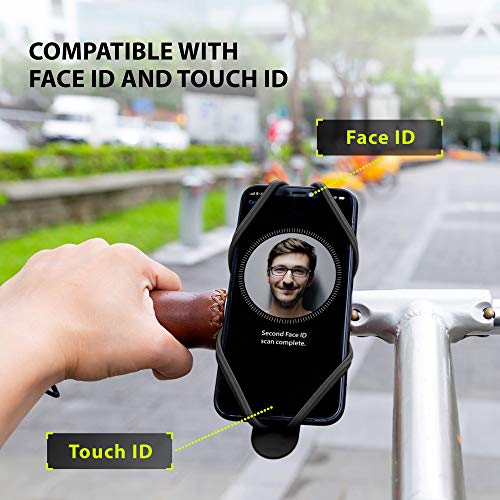 Bone Bike Tie 4, Bike Cell Phone Mount for Handlebar, Scratch-Free Silicone Holder with Anti-Slip Design, Universal Cycling Phone Holder Compatible with Most Smartphones (Black - Handlebar) - color: Bike Tie 4 - Black