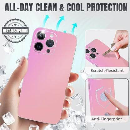 2Pcs Skin Wrap Compatible for iPhone 15 Pro – Slim Decal Vinyl Protective Film for Sides & Back – Sleek Fit, Premium Look – Compatible with All iPhone 15 Pro Cases - Iridescent Pink - color: Iridescent Pink