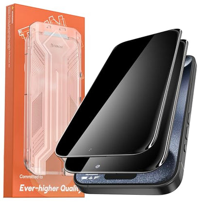 2 Pack for iPhone 15 Pro Max Privacy Screen Protector Tempered Glass:9H+ Durable, Auto Positioning, Bubble Free, High Definition, Easy Installation