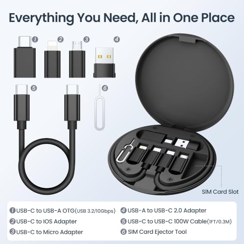 Elebase USB C Charger Adapter Kit with 1Ft 100W Cable for iPhone 18 Pro Max - color: Black