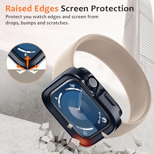 Amizee 2 in 1 Metal Rugged Case Compatible with Apple Watch SE 3/2/1 Series 6/5/4 44mm, Aluminum Shockproof Protective Bumper Cover for iWatch 44mm, Blue - color: Blue, size: 44mm