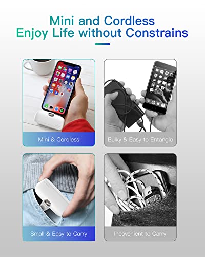 Kuulaa Small Portable Charger iPhone with Built-in Lightning Cable 5000mAh Power Bank Fast Charging for iPhone 14/13/13 Pro/12/12 Pro/11/XR/XS/X/8/7/6, White - color: White