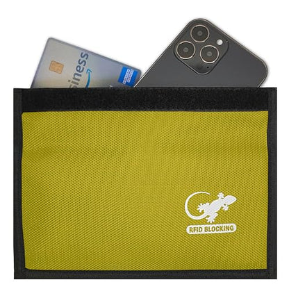 Faraday Bag Anti-Tracking GPS RFID Car Key Signal Blocker Wallet Shielding Pouch Protective Case for Cell Phone Car Key FOB, Data Privacy, Electronic Device Security (YELLOW - NYLON) - color: YELLOW - NYLON