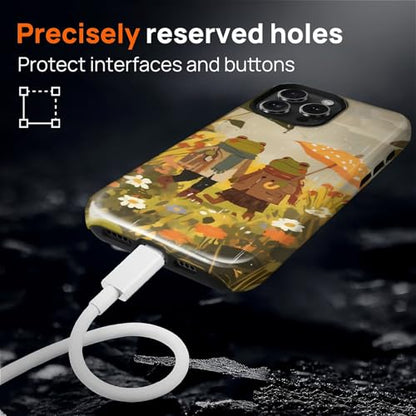 Magnetic for iPhone 16 Pro Max Case,[Compatible with Magsafe] Dual Layer Protective Heavy Duty Shockproof Rugged Drop Protection Bumper Hybrid Case - Rain Frog and Toad - color: Rain Frog and Toad, size: iPhone 16 Pro Max