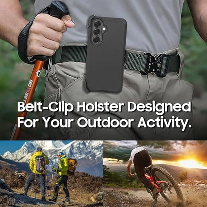 Compatible for Samsung S26 Rugged Case with Belt Clip Holster & Built-in Screen Protector, Heavy-Duty Full-Body Shockproof Cover, Military-Grade Protective Phone Case (Black) - color: Black