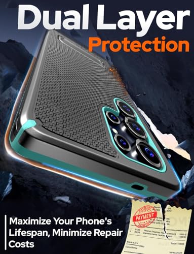 Designed for Samsung Galaxy S25 Ultra Case with Belt Clip Holster | Rugged Cover with Strong Magnet & Kickstand Heavy Duty Combo - Black & Green - color: Black & Green