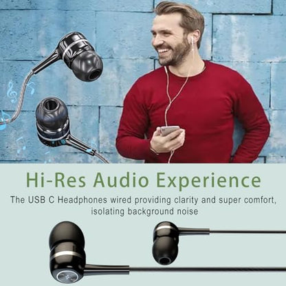 USB-C Headphones,Type C Earbuds,Wired Earphones for iPhone 17/16/15 Pro Max
