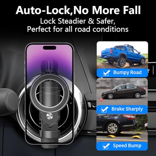 Car Magnetic Phone Mount for Mazda MX-5 Miata 1999-2025，Mazda 6 2003-2013，Mazda 3 2004-2013，CX-7 2007-2012 Interior Circular Air Vent Accessories Cell Cellphone Holder Magnet Stand Mobile Cradle