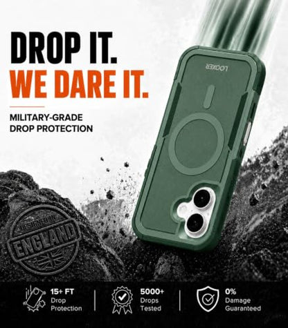 LOOXER® Heavy Duty Rugged Magnetic Case for iPhone 17 (6.3”) | Military Grade Shockproof Protection,MagSafe Compatible+ Tempered Glass Included (Green, 17) - color: Green, size: 17