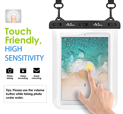 MoKo Waterproof Tablet Case, Tablet Pouch Dry Bag, Up to 12 in, Black | Compatible with iPad 10th, iPad 9/9.7/10.2, iPad mini 6/5/4/3, iPad Air 5/4, Air 3 10.5, iPad Pro 11 2022, Galaxy Tab S6/S7 - color: Clear with hand strap