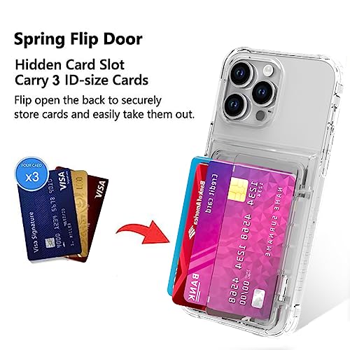 Wallet Case for iPhone 14 Pro Max with 3 Credit Card Holder Slot | Shockproof Hybrid Heavy Duty Protection Transparent Phone Cover (Clear) - color: Clear, size: iPhone 14 Pro Max