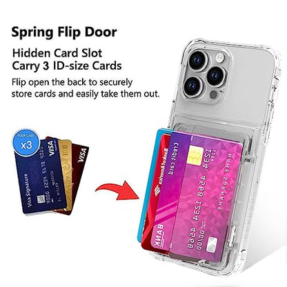 Wallet Case for iPhone 14 Pro Max with 3 Credit Card Holder Slot | Shockproof Hybrid Heavy Duty Protection Transparent Phone Cover (Clear) - color: Clear, size: iPhone 14 Pro Max