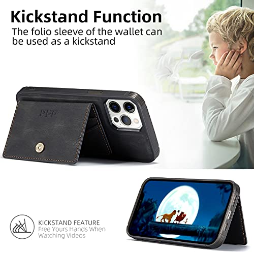 for Apple Magsafe Wallet,Magnetic Phone Wallet for iPhone 16/15/14 Pro Max/14 Pro/14 Plus/13/12 Series,5 Card Holders with Magsafe and RFID Blocking,Vegan Leather,Black - color: Black