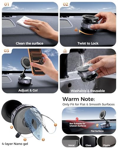 EGV Car Phone Holder for MagSafe, 360° Adjustable Carbon Fiber Mount - color: Holder Gray