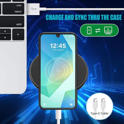 Battery Case for Galaxy A16/A17,Upgraded 10000mAh Rechargeable Portable Extended Battery Pack Supported Qi Wireless Charging Case Compatible with Galaxy A16/A17(6.7 inches) Charging Case-Black - size: Galaxy A16/A17