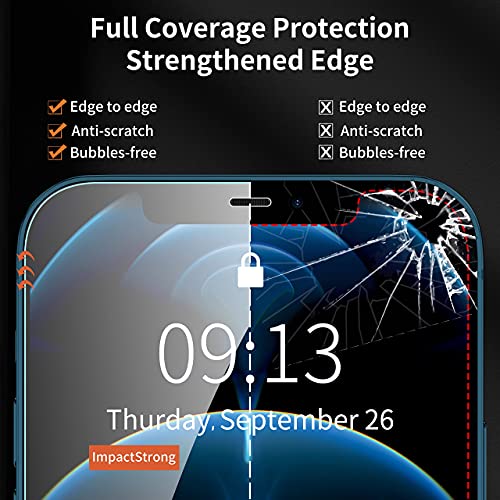 ImpactStrong 3-Pack Shatterproof Tempered Glass Screen Protector for iPhone 12 Mini [Easy Installation Frame] [Bubble Free] [9H Hardness] [Full Coverage] Case Friendly, 5.4 Inch - size: iPhone 12 Mini