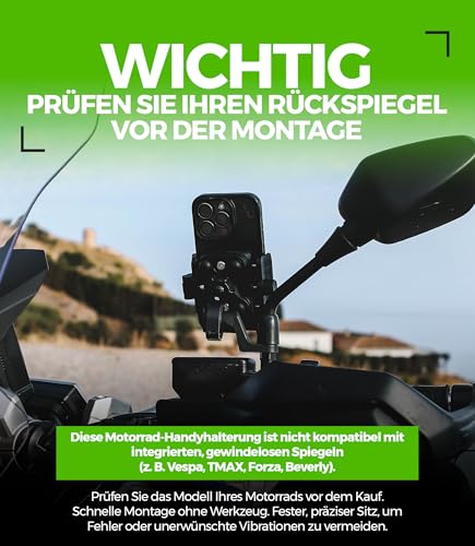 Motorcycle Phone Mount Anti Vibration Mirror & Handlebar Scooter