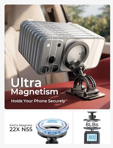 LISEN for MagSafe Car Phone Mount -Strong Magnets Magnetic Phone Holders for Your Car 2-in-1 Vent Dashboard Magnet Cell Phones Holder Mounts Car Accessories fit Note 18 iPhone 17 Pro Max Purple - color: NEW Upgraded: Purple