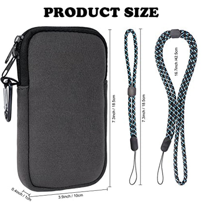 Pwsap Phone Sock, Universal Shock & Impact Resistant Neoprene Pouch with Carabiner and Lanyard Strap Sleeve Case for Hiking & Travelling Phone Bag Fits Phones up to 7 Inches, Gray, M - color: Gray, size: M
