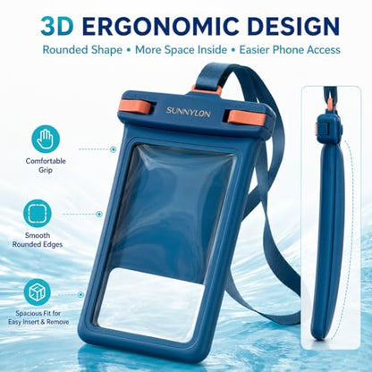 3D Waterproof Phone Pouch Case,IPX8 100FT Underwater Cell Phone Dry Bag,Soft TPU Sensitive Touch Screen Protector with Lanyard,Fits iPhone 17-11 Pro Max Plus,Galaxy S25,for Fishing Pool River(Blue) - color: 1-pack Blue