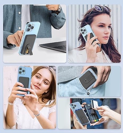 SHANSHUI Phone Card Holder, Ultra Slim Stick on Wallet Stand Silicone Sticky Business Credit Card ID Holder for Back of Phone Compatible with iPhone & Most Smartphones - Black