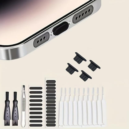 10 Pack Generic Anti Dust Plug Cover Charging Port Protector Cap with Cleaning Brush for Phone 14/15/16 Series, Galaxy S22/S21/S20, Note 20/10, All USB C and Lightning Devices