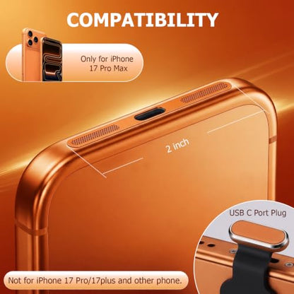 30Pcs Metal USB C Dust Plug with Speaker Dust Cover iPhone 17 ProMax Orange - size: for 17 Pro Max Orange