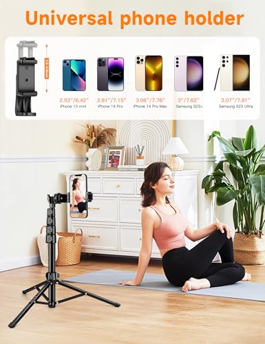 Phone Tripod, 71" Portable Cellphone Tripod Stand with Remote - size: 71 inch