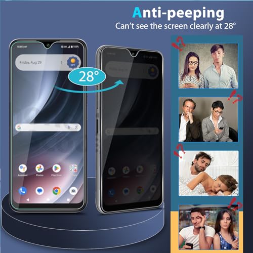 Zeking [2 Pack Privacy Tempered Glass Screen Protector Compatible with Cricket Icon Pro (2026)/AT&T Motivate Pro 2 5G, Anti-Spy 9H Hardness [HD Clarity] Case Friendly Anti-scratch, Bubble Free