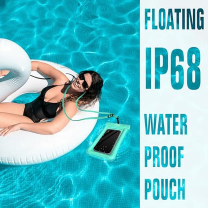 NEPHI IP68 Waterproof Phone Pouch 2 Pack-Up to 8.0"，Adjustable Neck Lanyard Floating Waterproof Phone Case for iPhone,Phone Dry Bags for Vacation Beach Pool Travel Essentials (Aqua Green 4 Pack) - color: Aqua Green 4 pack