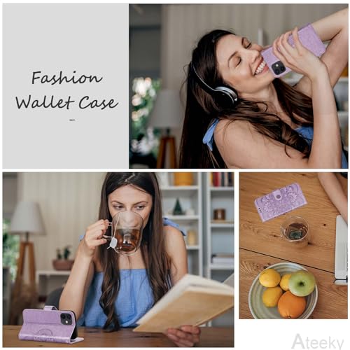 Wallet Case for iPhone 12 and iPhone 12 Pro,[RFID Blocking] 3 Card Holder Stand with Credit Card Slot PU Leather Magnetic Protective Flip Cover for iPhone 12/12 Pro(Purple) - color: Light Purple