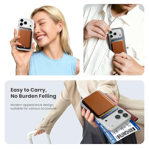 Stronger Magnetic Wallet for iPhone 17/16/15/14/13/12 Series, Slim Leather Magnetic Card Holder with RFID Blocking, N52 Magnet Phone Wallet, Fit 3 Cards, Dark Brown - color: Dark Brown
