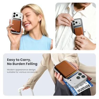 Stronger Magnetic Wallet for iPhone 17/16/15/14/13/12 Series, Slim Leather Magnetic Card Holder with RFID Blocking, N52 Magnet Phone Wallet, Fit 3 Cards, Dark Brown - color: Dark Brown