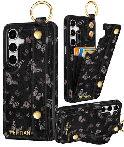 Petitian for Samsung Galaxy A16 5G Wallet Case, Black Butterfly - color: Black Butterfly, size: Samsung Galaxy A16 5G