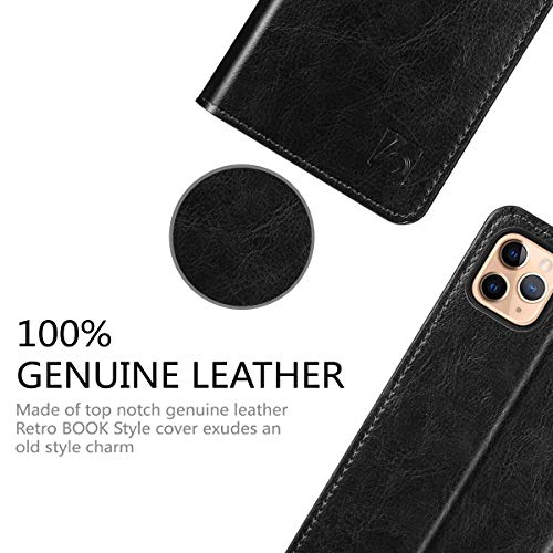Belemay Compatible with iPhone 11 Pro Max Wallet Case, Genuine Cowhide Leather Case [RFID Blocking] Card Holder Slots Folio Flip Cover Kickstand(6.5"), Black - color: Black, size: iPhone 11 Pro Max