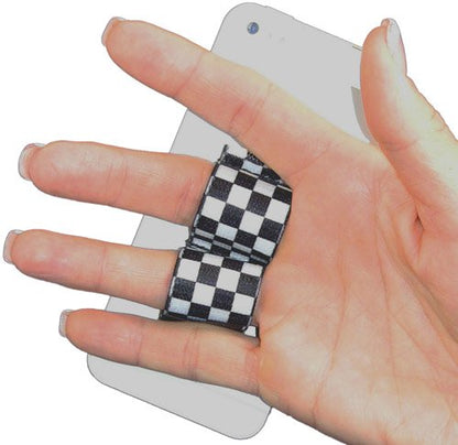 LAZY-HANDS 2-Loop Phone Grip - FITS Most - Black & White Checkers - color: Black & White Checkers - Fits Most