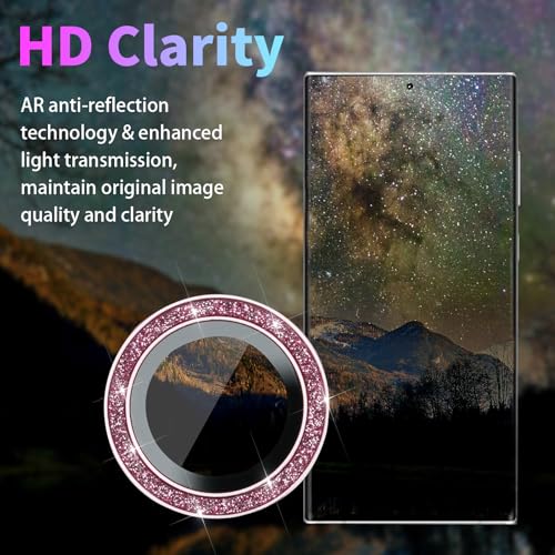 Camera Lens Protector for Samsung Galaxy S22 Ultra, Glitter Pink - color: Glitter Pink